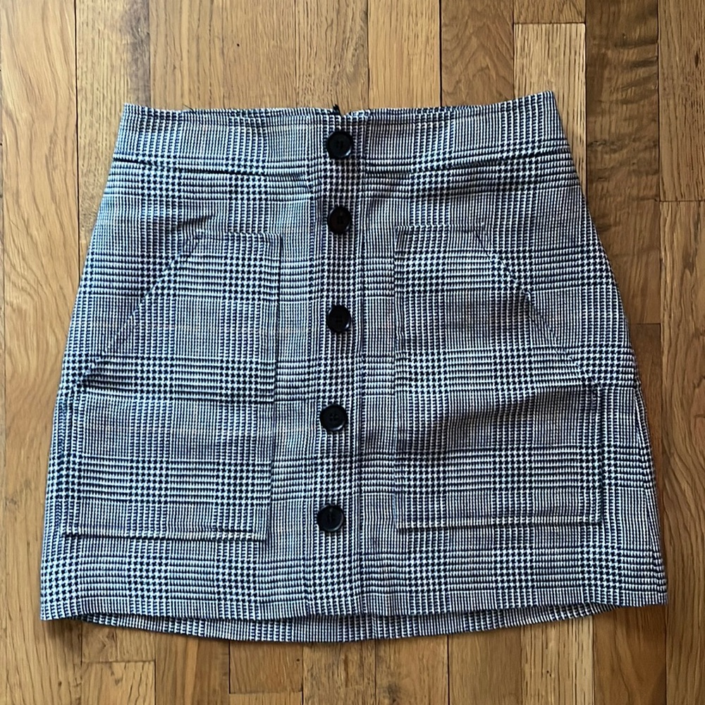 Veronica Beard Lined Plaid Mini Skirt Pockets High Mid Waist Neutrals 0